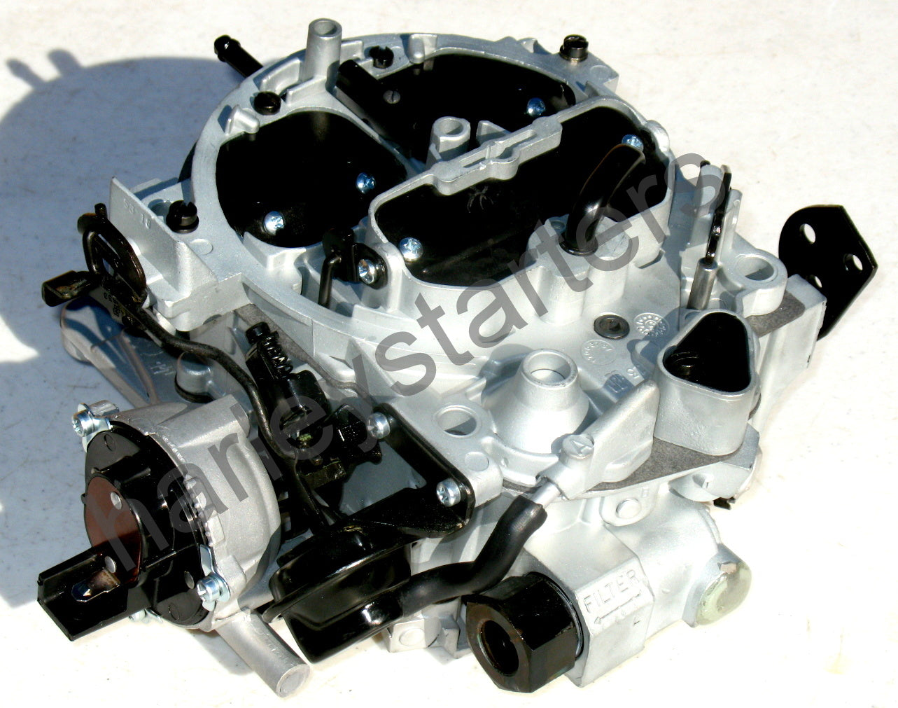 MARINE CARBURETOR ROCHESTER QUADRAJET 502 MERC 8.2L ELECTRIC CHOKE SILVER AND BLACK